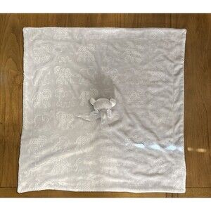 THRO Beth Bazaar Gray Elephant Security Blanket Embossed Elephants Nunu 30x30”